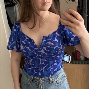 Floral Blue Women's Top
